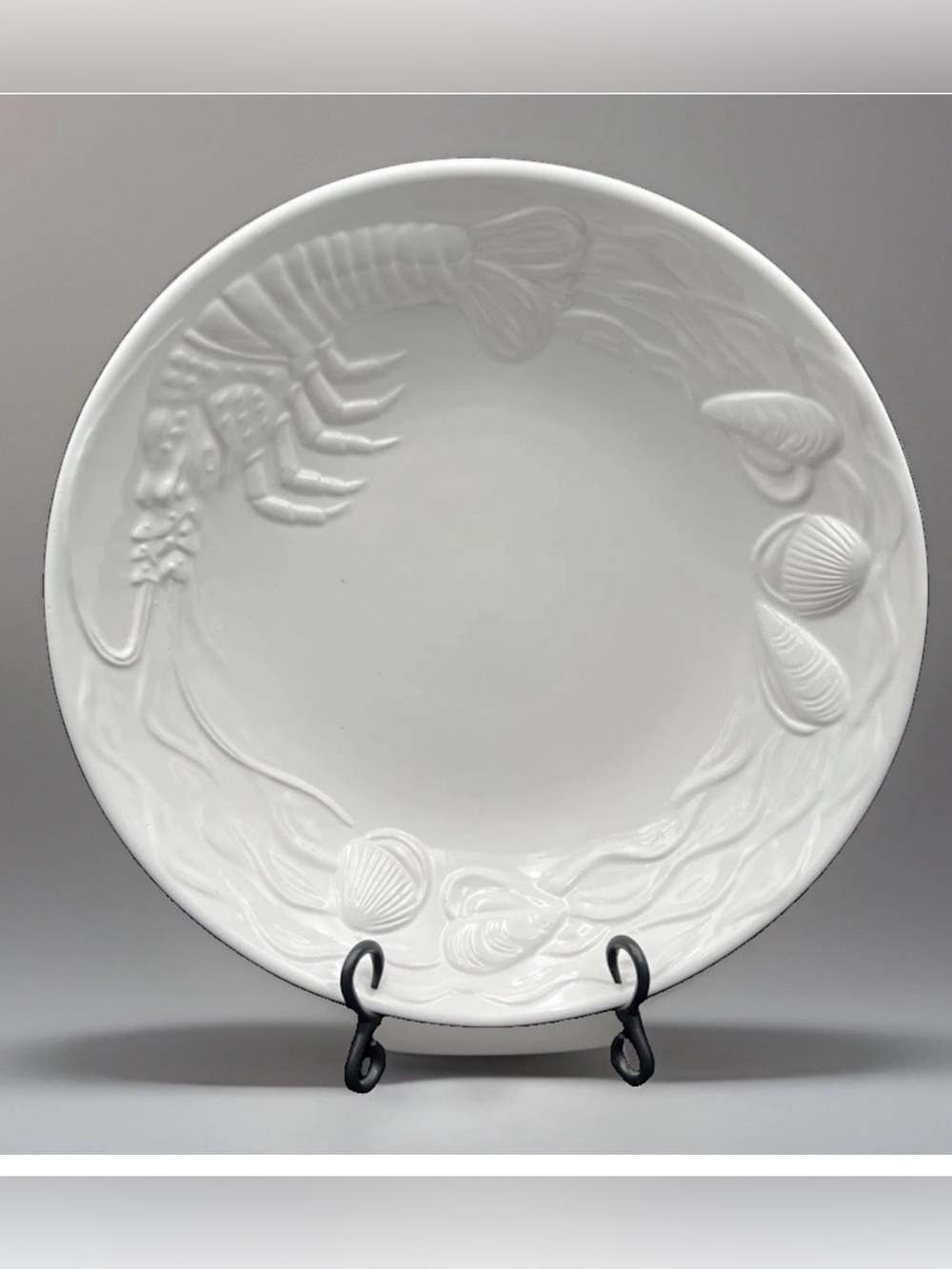 Vintage A Santos Portugal 14” Seafood White Ceramic Serving Bowl